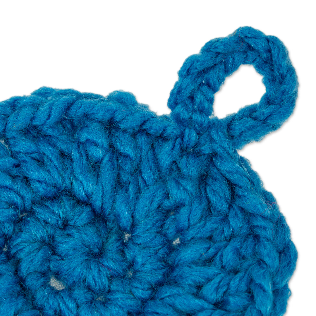 Azure Crocheted Charm with Tassels Made in Mexico - Azure Medallion