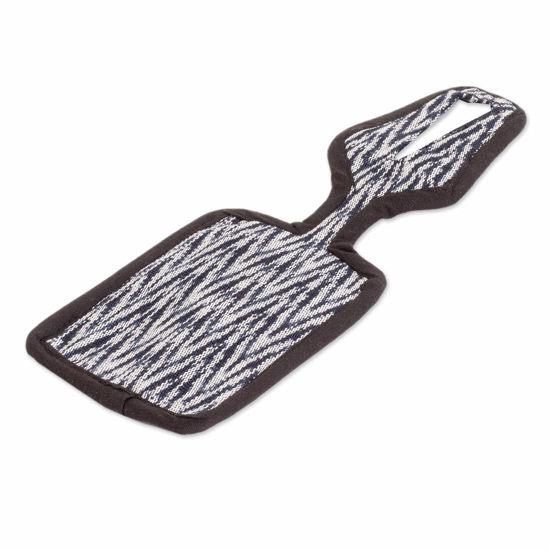 Blue & White Cotton Luggage Tag Handmade in Guatemala - Frontiers of Joy