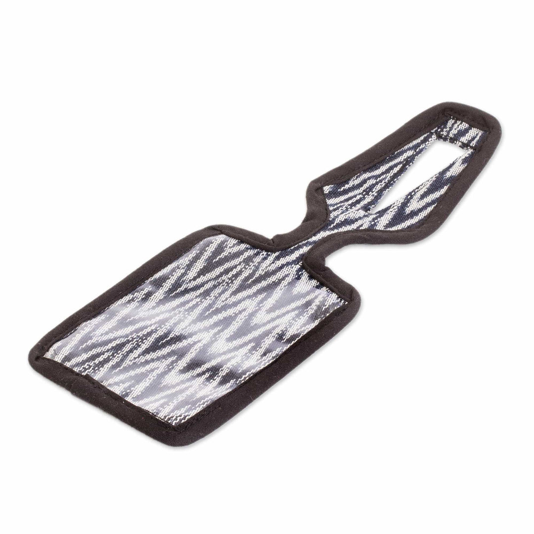 Blue & White Cotton Luggage Tag Handmade in Guatemala - Frontiers of Joy