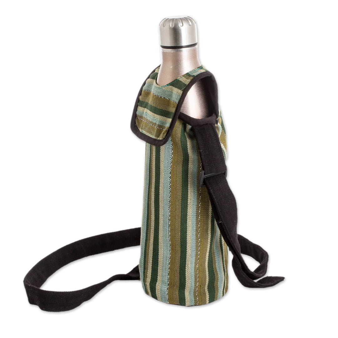 Striped Cotton Bottle Carrier Hand-Woven in Guatemala - Faraway Lands