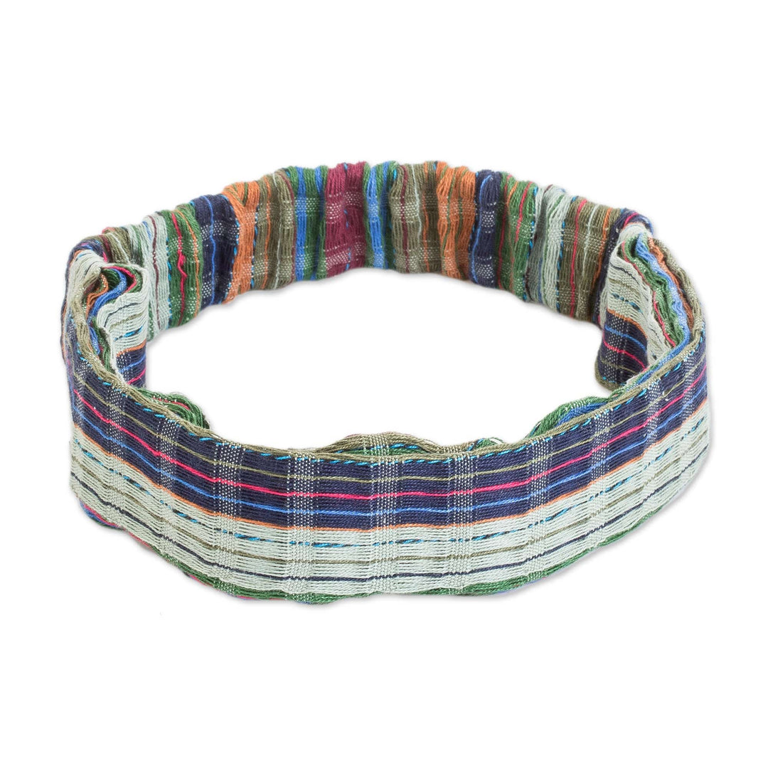 Colorful Striped Cotton Headband Hand-Woven in Guatemala - Subtlety