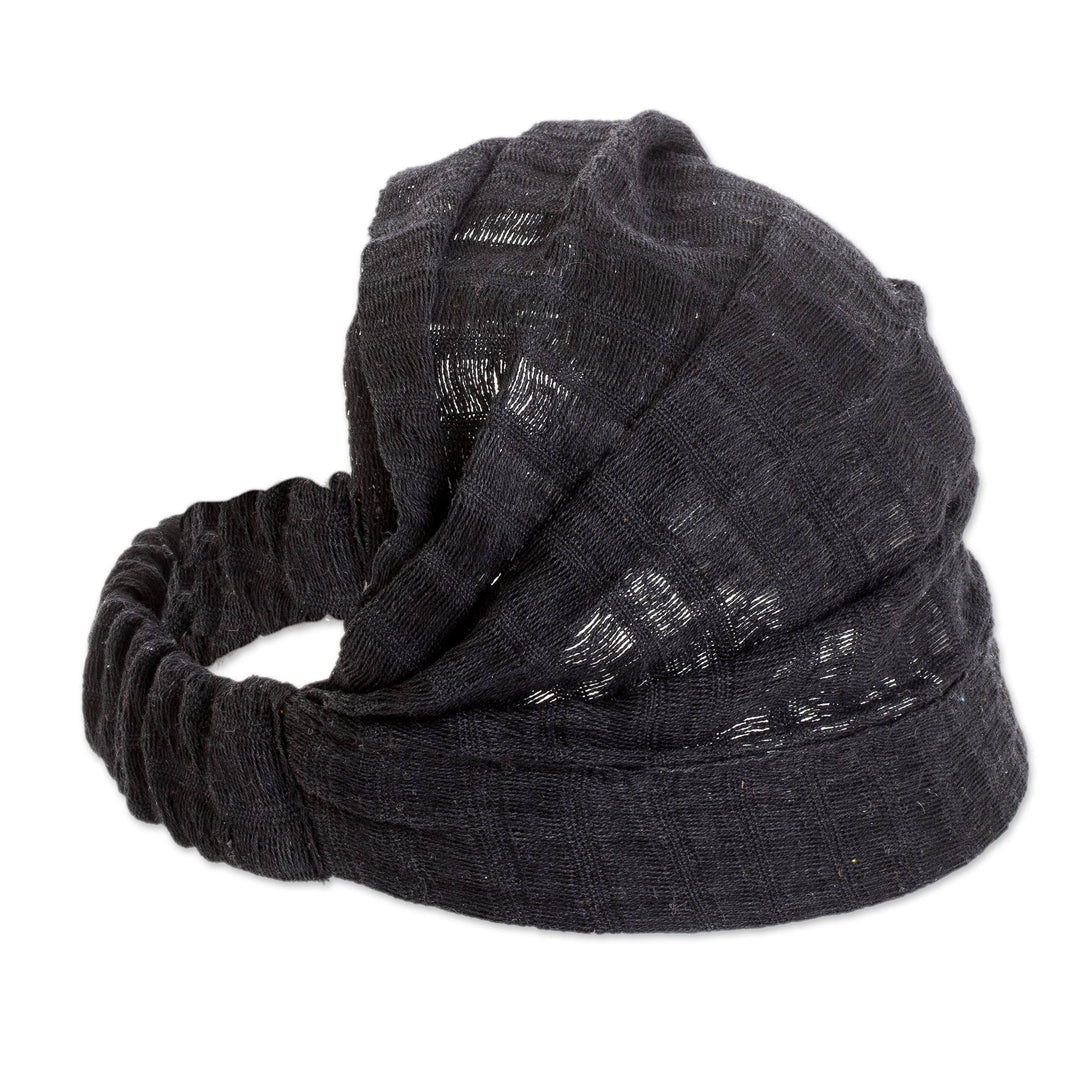 Black Cotton Headband Hand-Woven in Guatemala - Night Falls