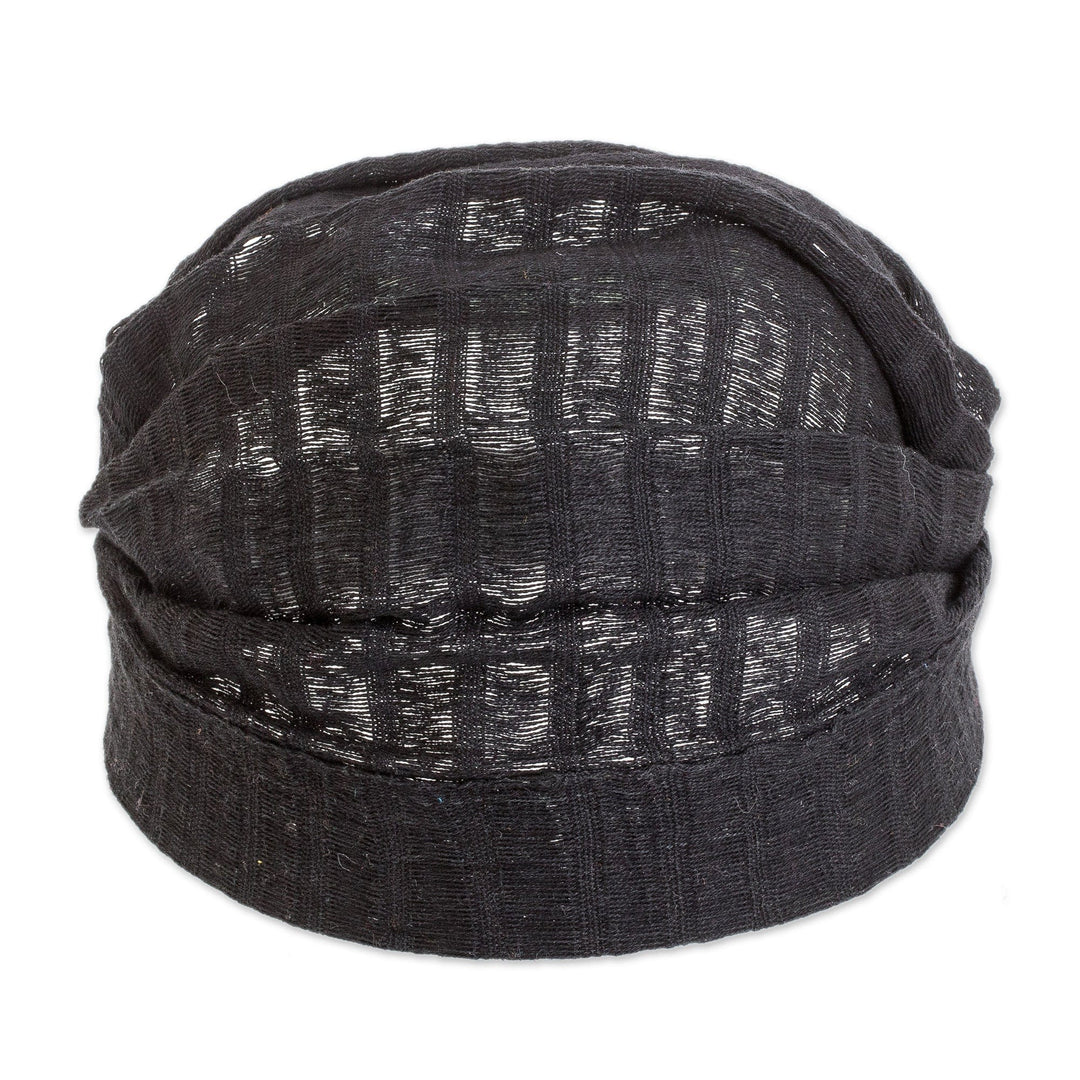 Black Cotton Headband Hand-Woven in Guatemala - Night Falls