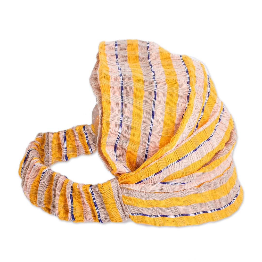 Striped Yellow & Beige Cotton Headband Handmade in Guatemala - Summer is Here