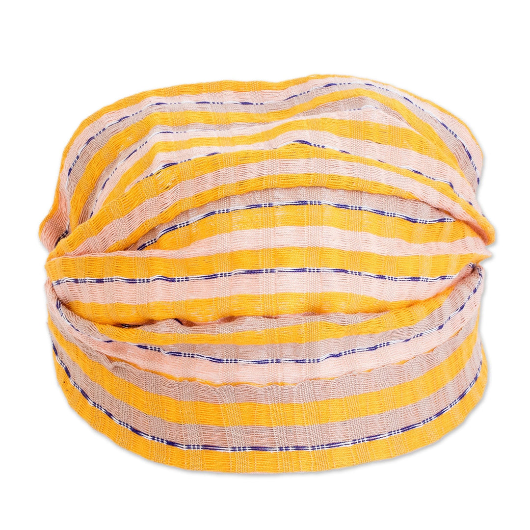 Striped Yellow & Beige Cotton Headband Handmade in Guatemala - Summer is Here