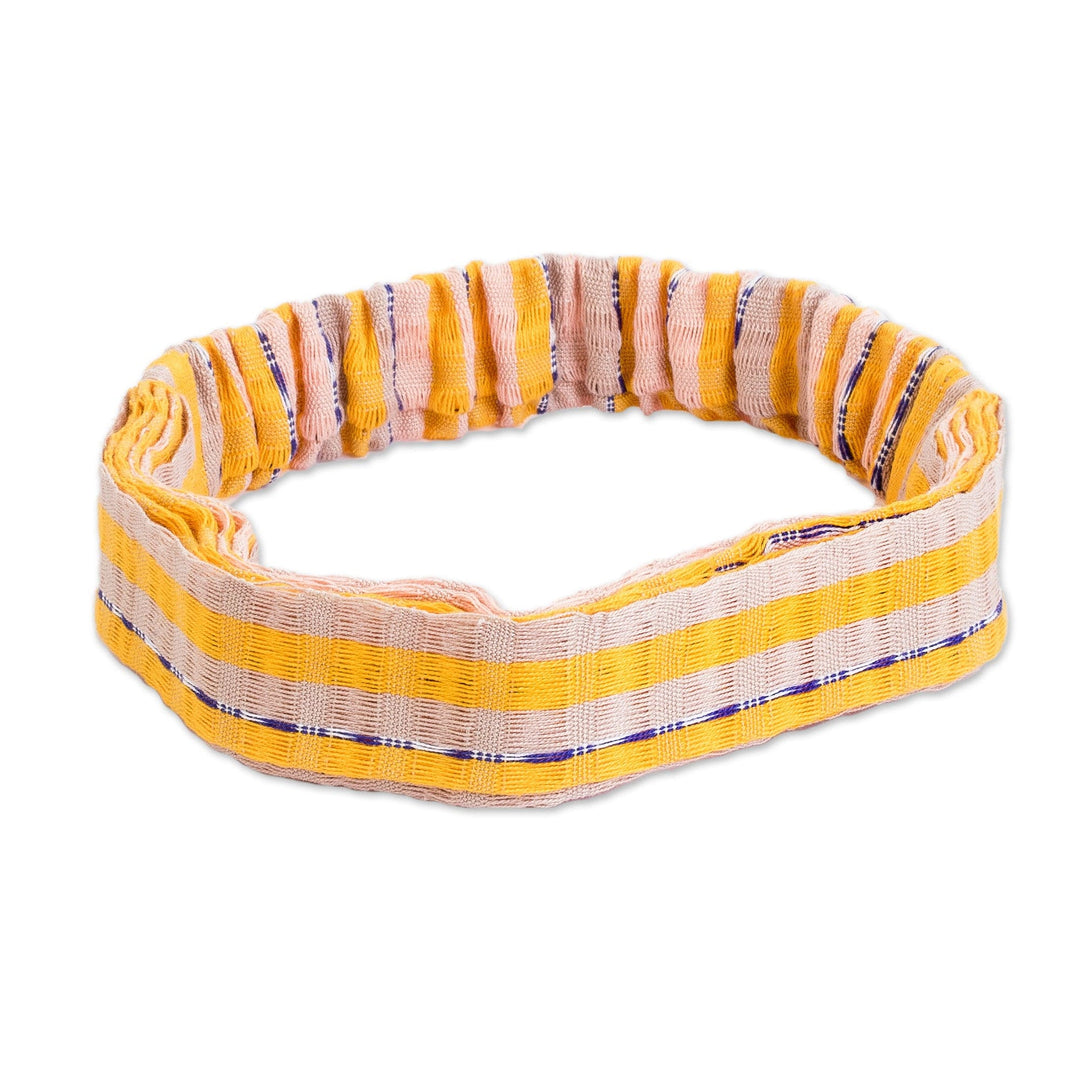 Striped Yellow & Beige Cotton Headband Handmade in Guatemala - Summer is Here