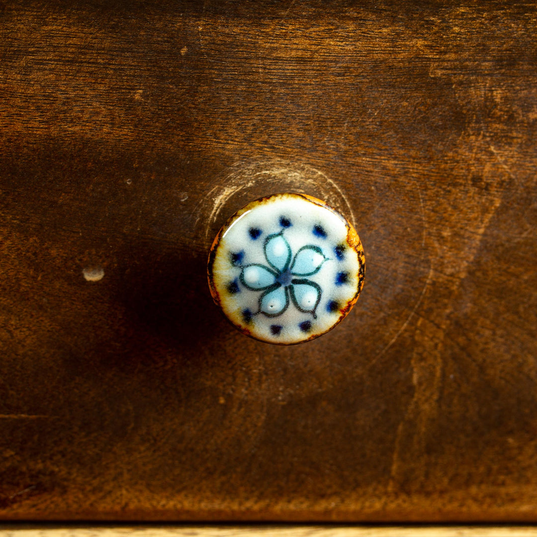Set of 4 Handcrafted Ceramic Floral Knobs from Mexico - Floral Convenience