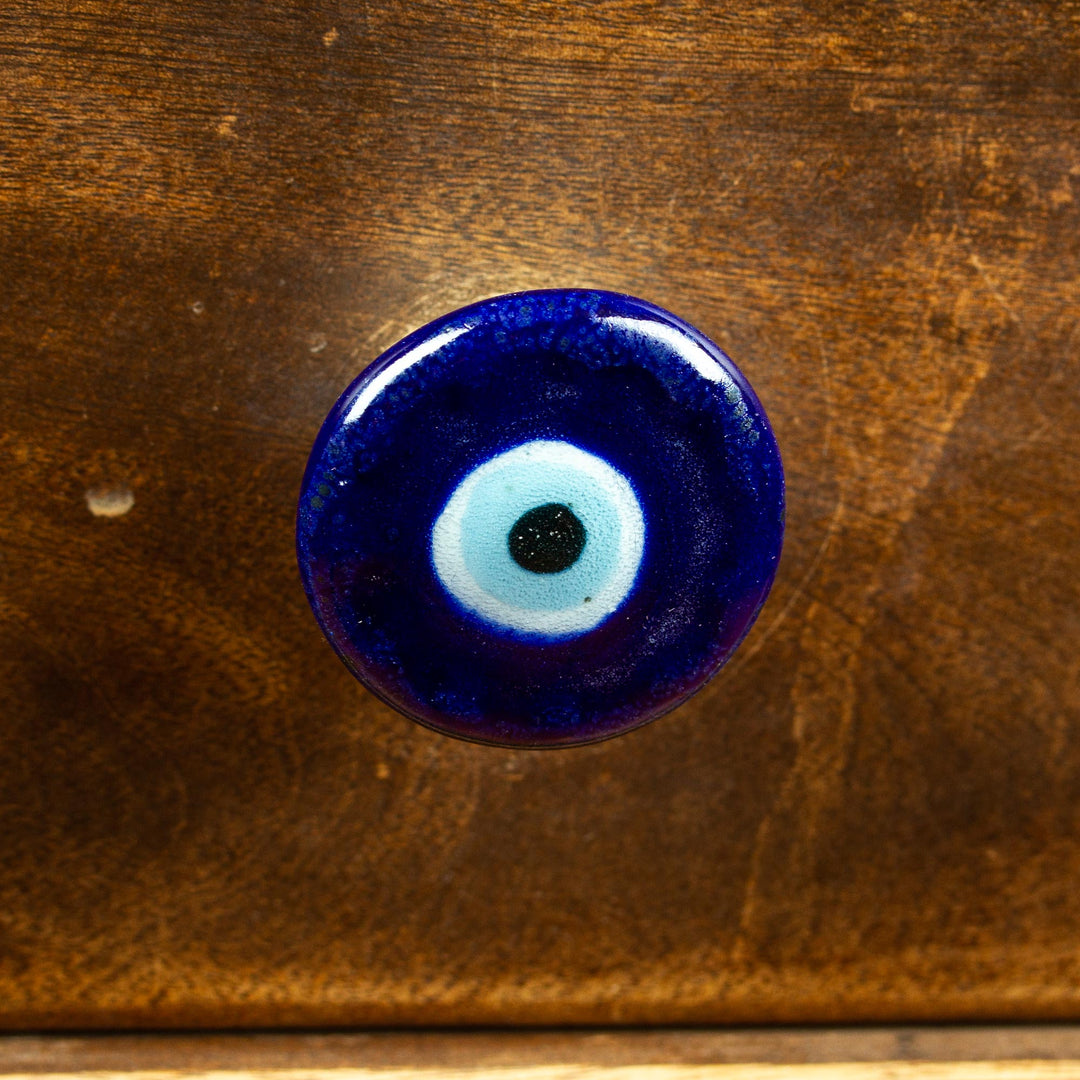 Set of 4 Handcrafted Ceramic Blue Knobs from Mexico - Deep Glances