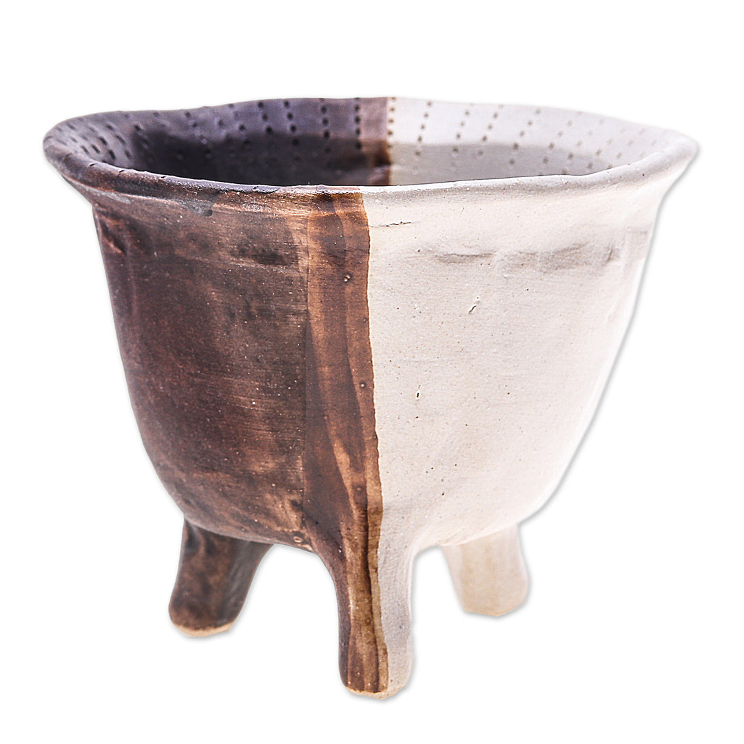 Brown Ceramic Flower Pot Handcrafted in Thailand - Brown Creation