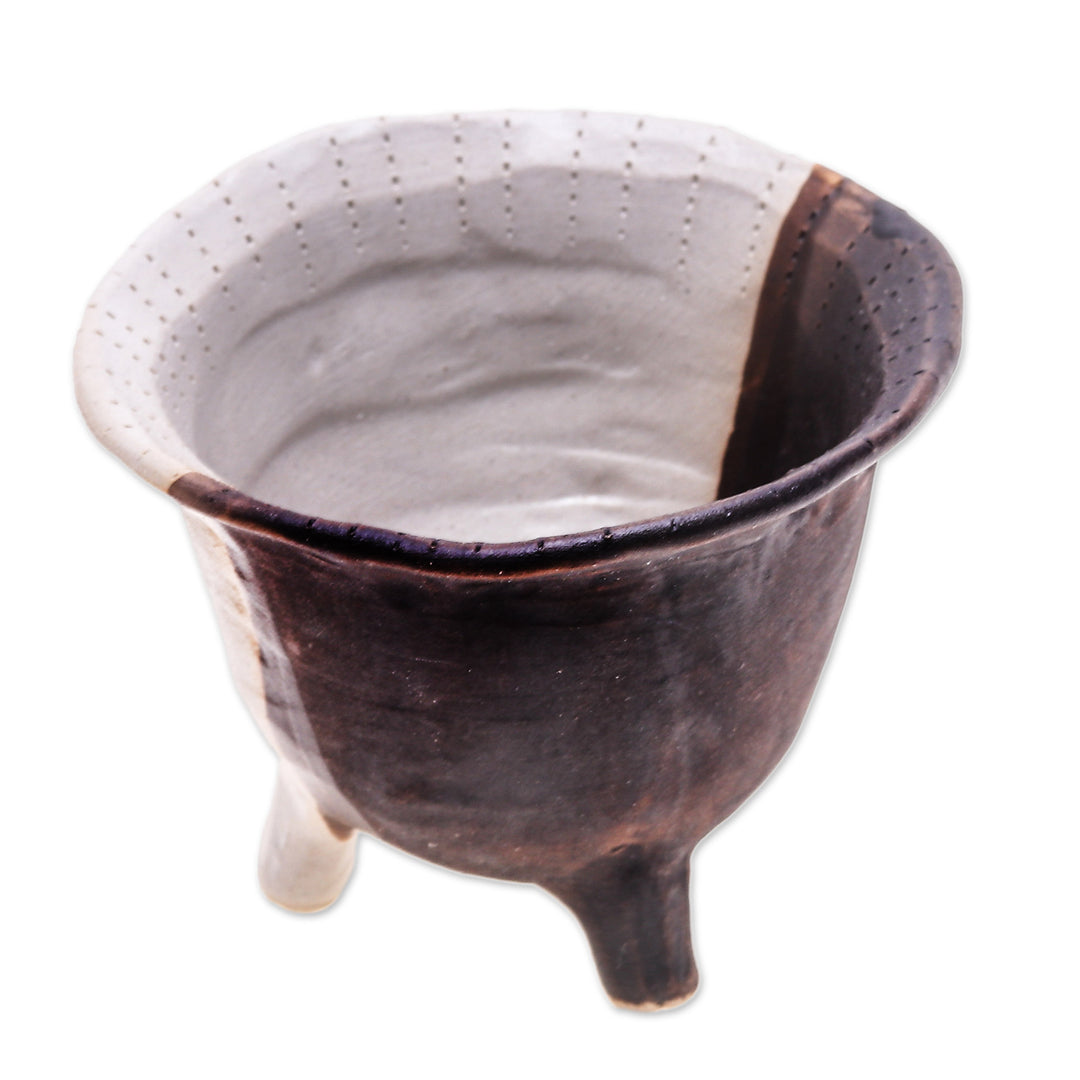 Brown Ceramic Flower Pot Handcrafted in Thailand - Brown Creation