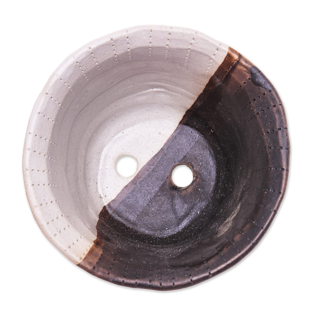 Brown Ceramic Flower Pot Handcrafted in Thailand - Brown Creation