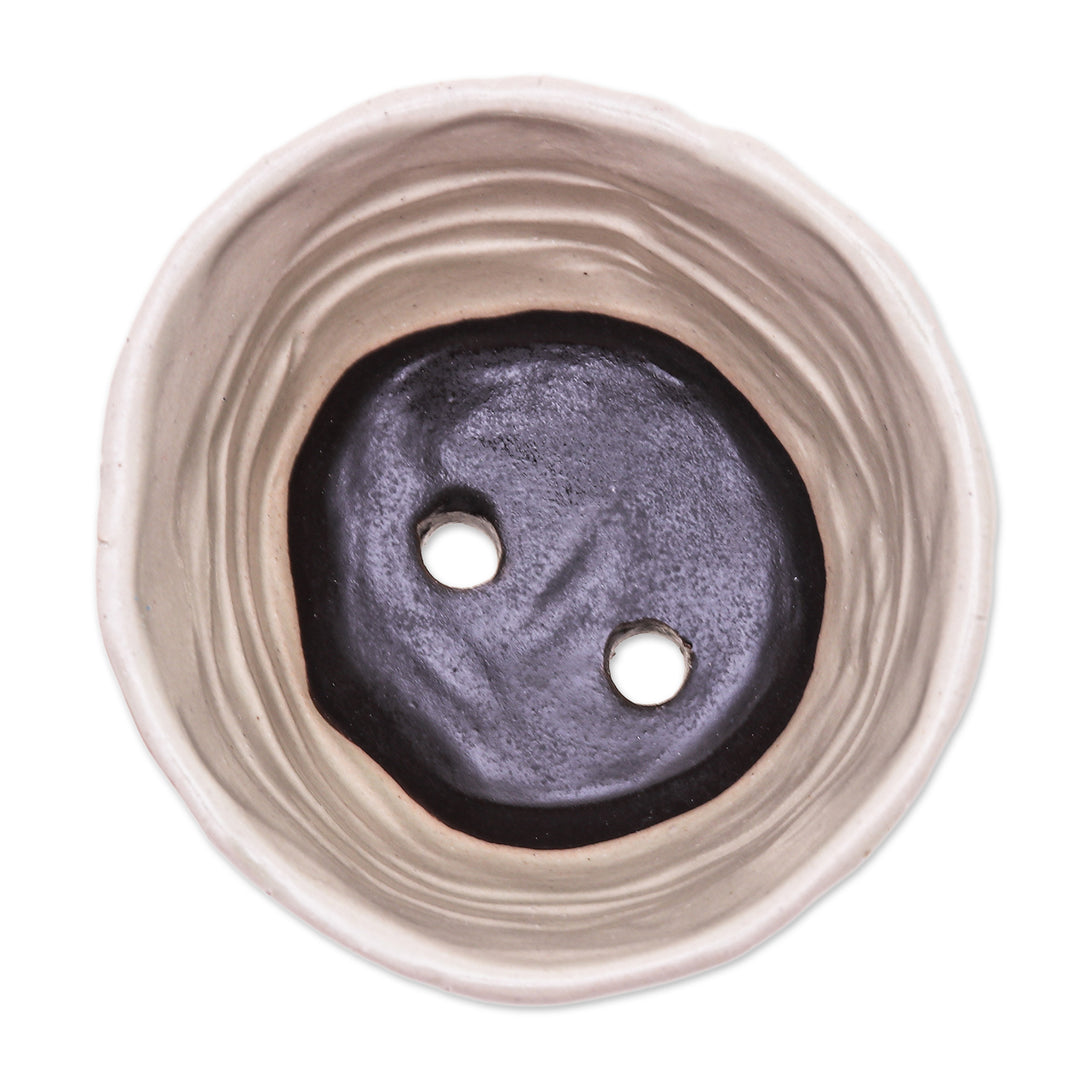 Three-Legged Ceramic Flower Pot Handcrafted in Thailand - Strong Roots