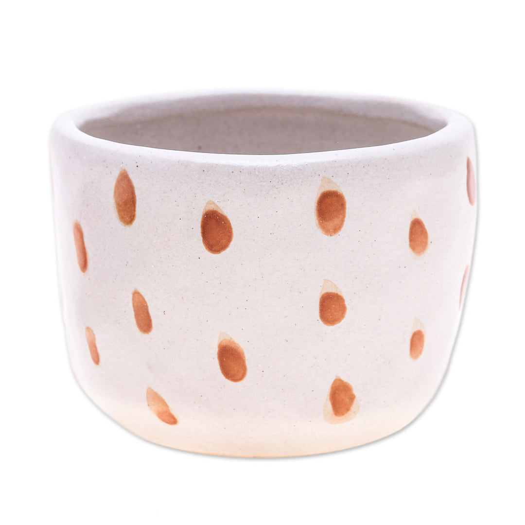 Handcrafted Ceramic Flower Pot with Brown Speckle Pattern - Speckled Bud