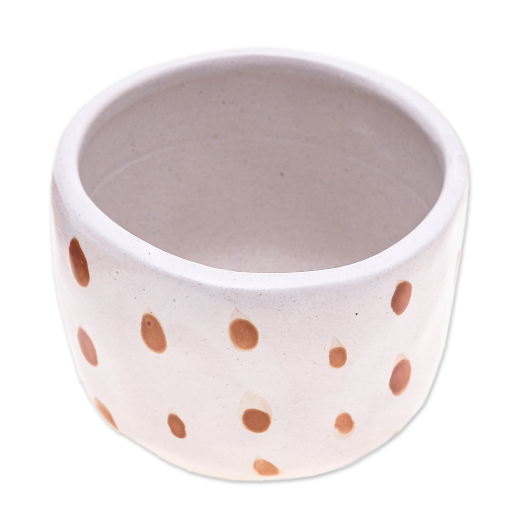 Handcrafted Ceramic Flower Pot with Brown Speckle Pattern - Speckled Bud