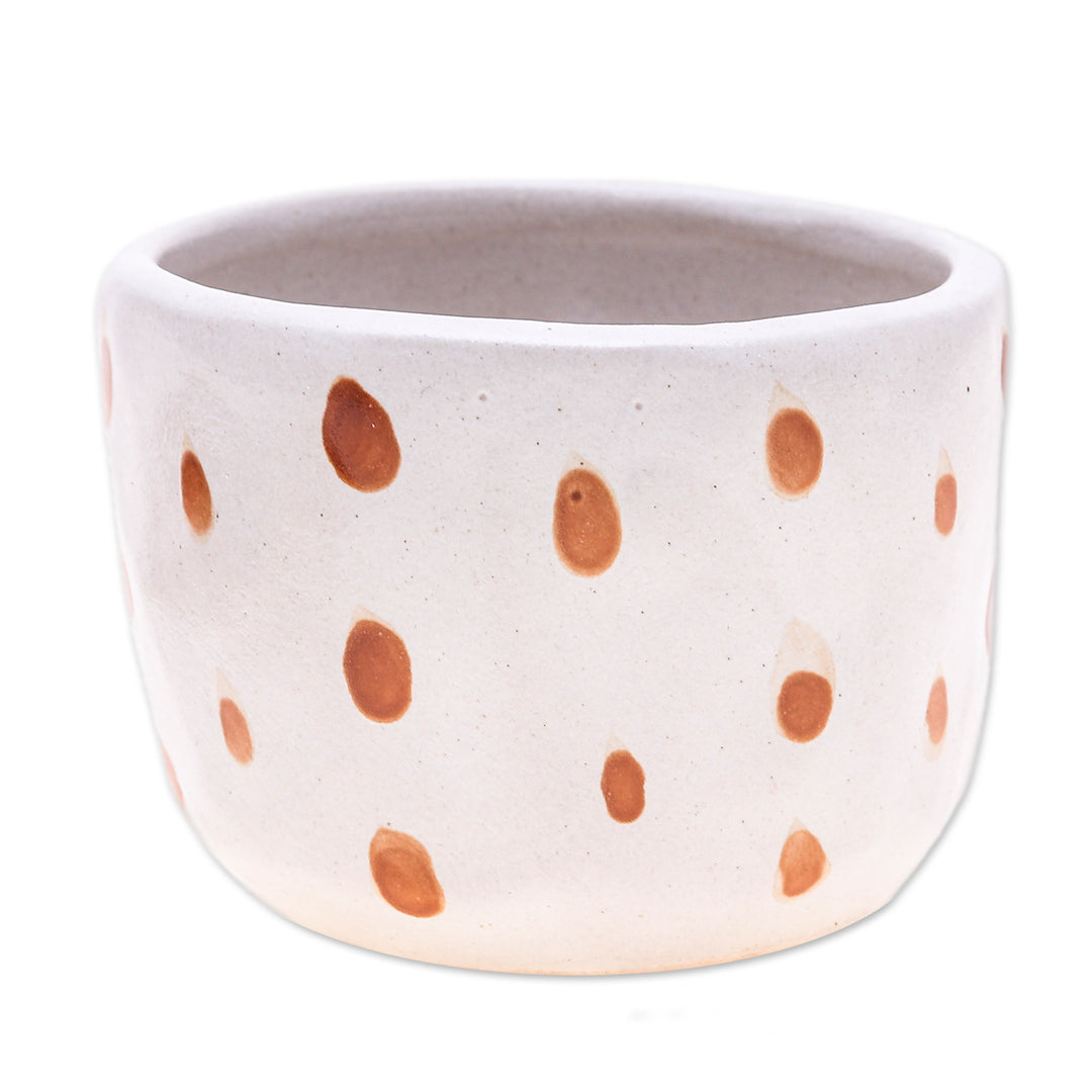 Handcrafted Ceramic Flower Pot with Brown Speckle Pattern - Speckled Bud