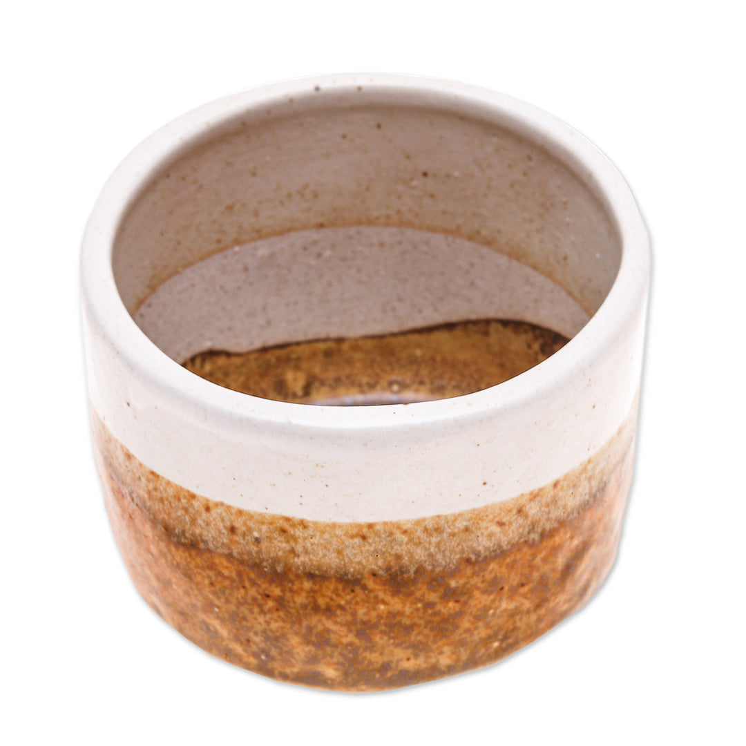 Handcrafted Ceramic Flower Pot with Brown Tones - Brown Bud