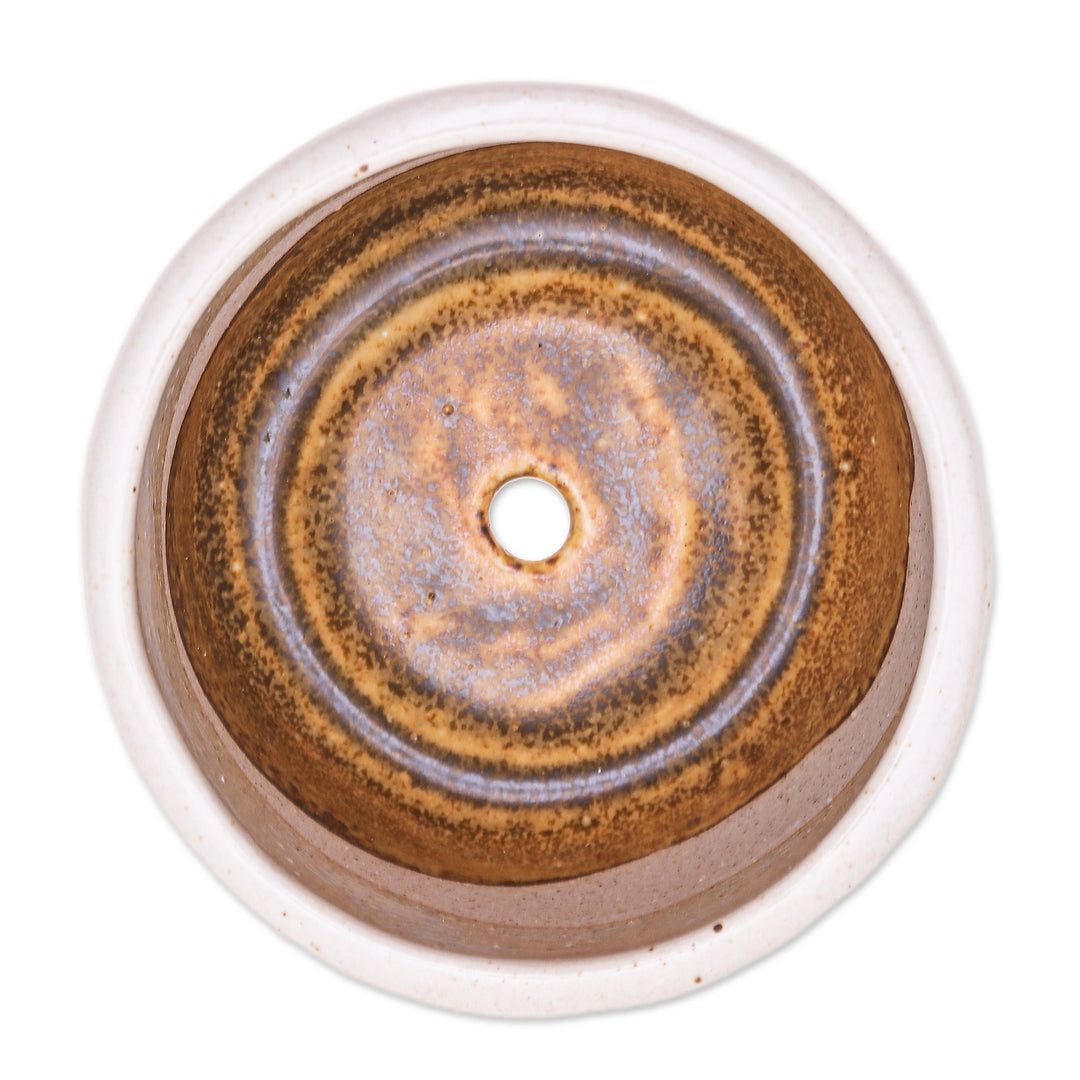 Handcrafted Ceramic Flower Pot with Brown Tones - Brown Bud
