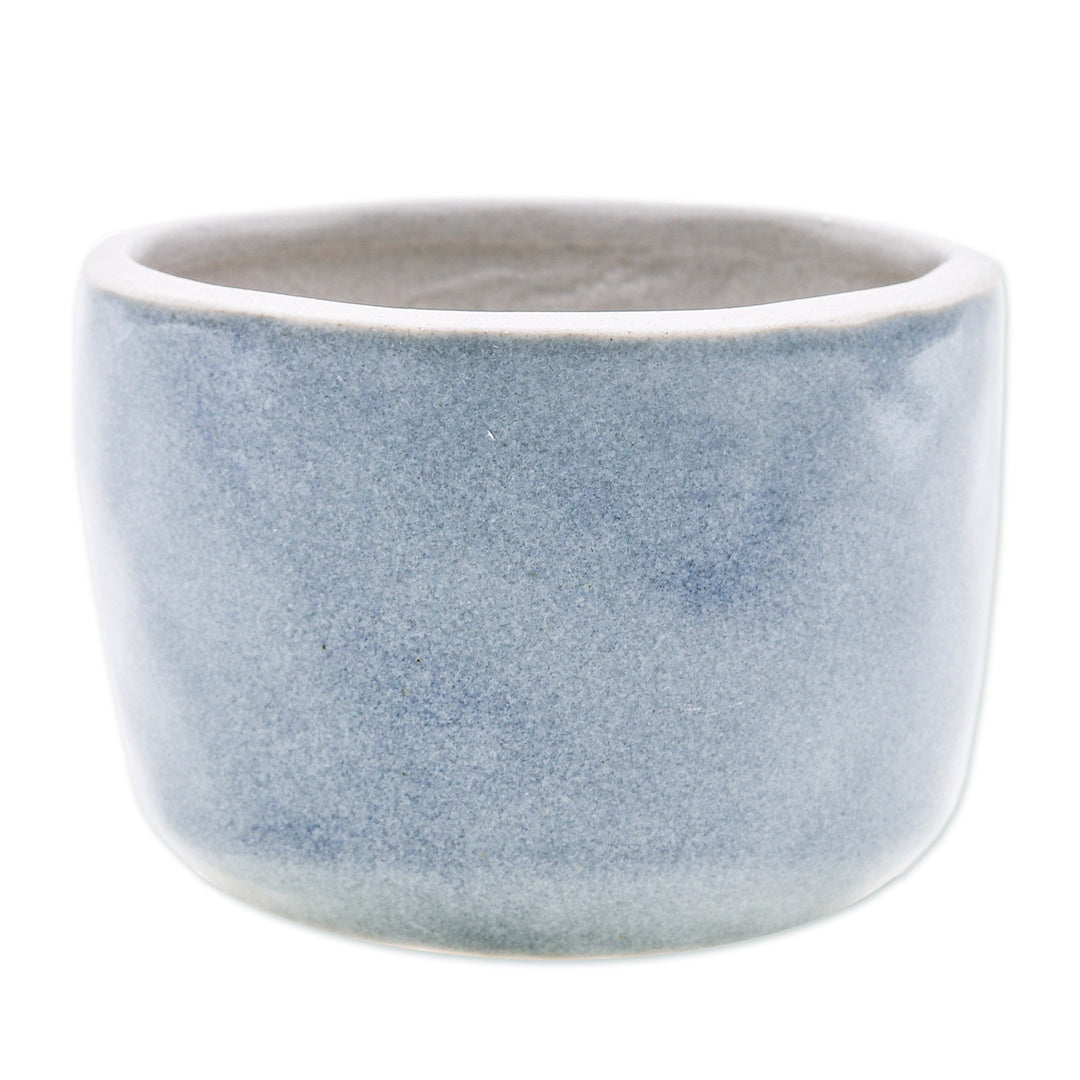 Handcrafted Ceramic Flower Pot with Polished Grey Surface - Grey Bud