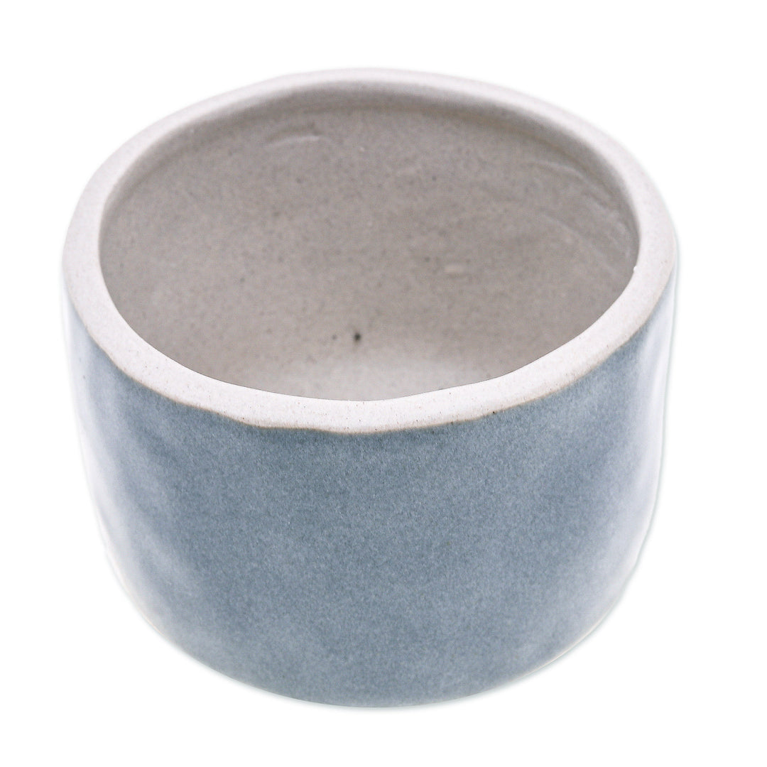 Handcrafted Ceramic Flower Pot with Polished Grey Surface - Grey Bud