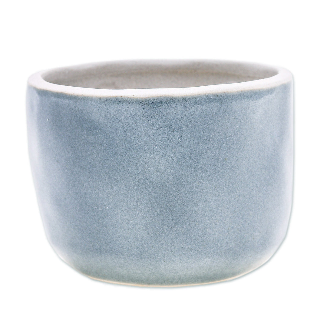 Handcrafted Ceramic Flower Pot with Polished Grey Surface - Grey Bud