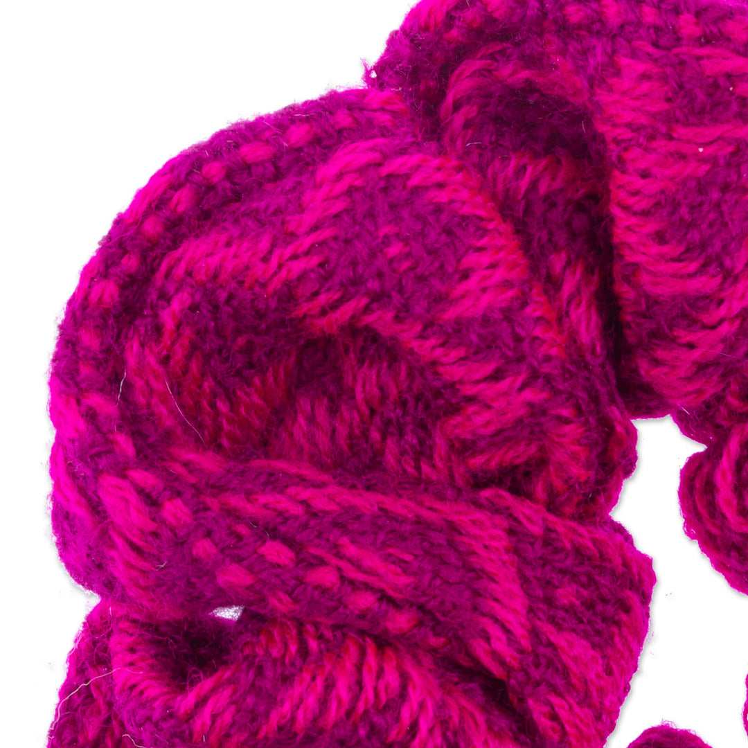 Geometric Patterned Cotton Scrunchie in Boysenberry Tone - Boysenberry Smooch