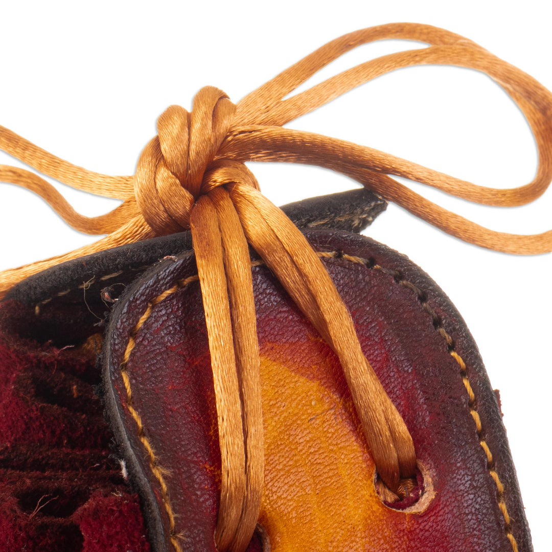 Leather and Suede Llama Coin Purse with Tie Closure - Prosperous Llama