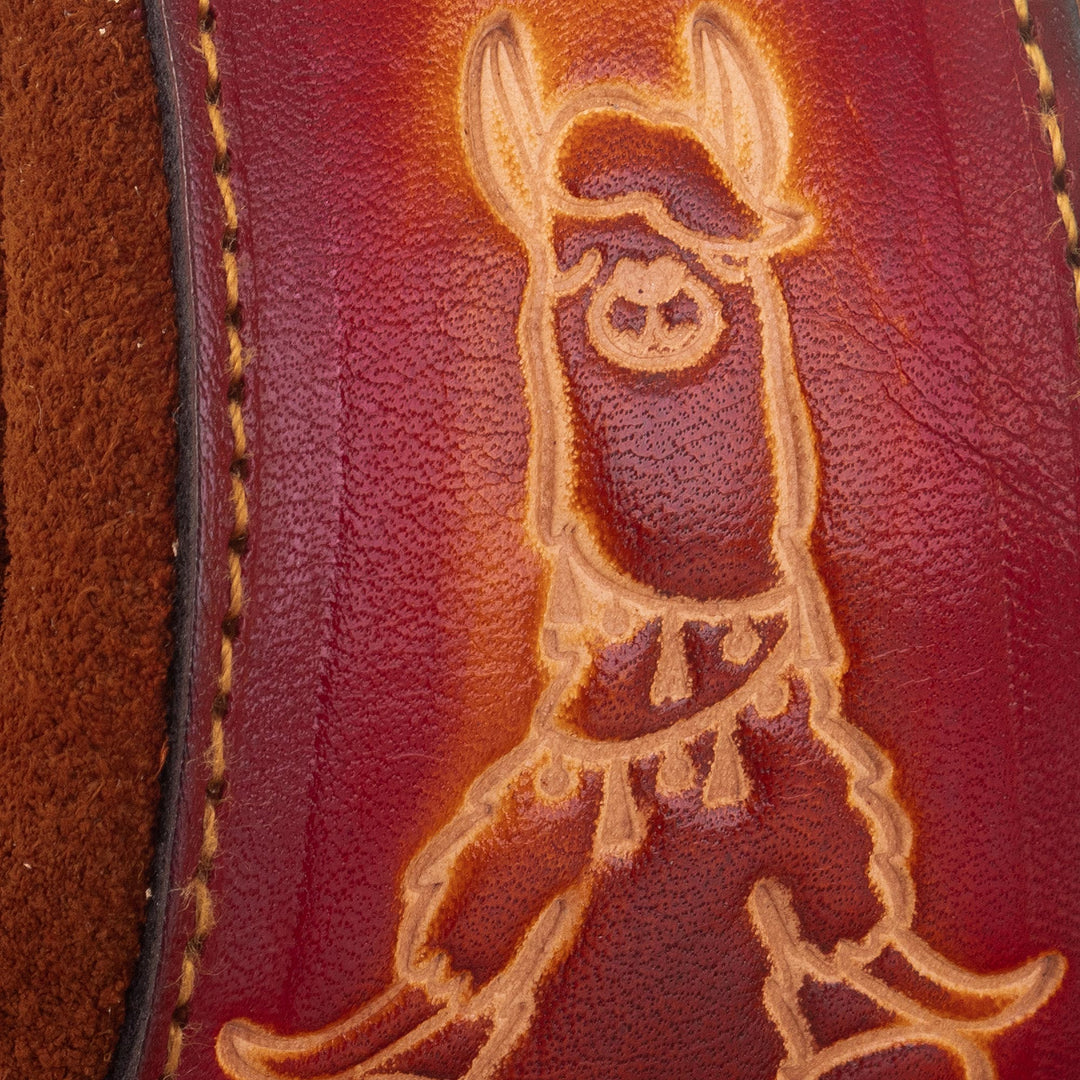 Brown Leather and Suede Llama Coin Purse with Tie Closure - Frugal Llama