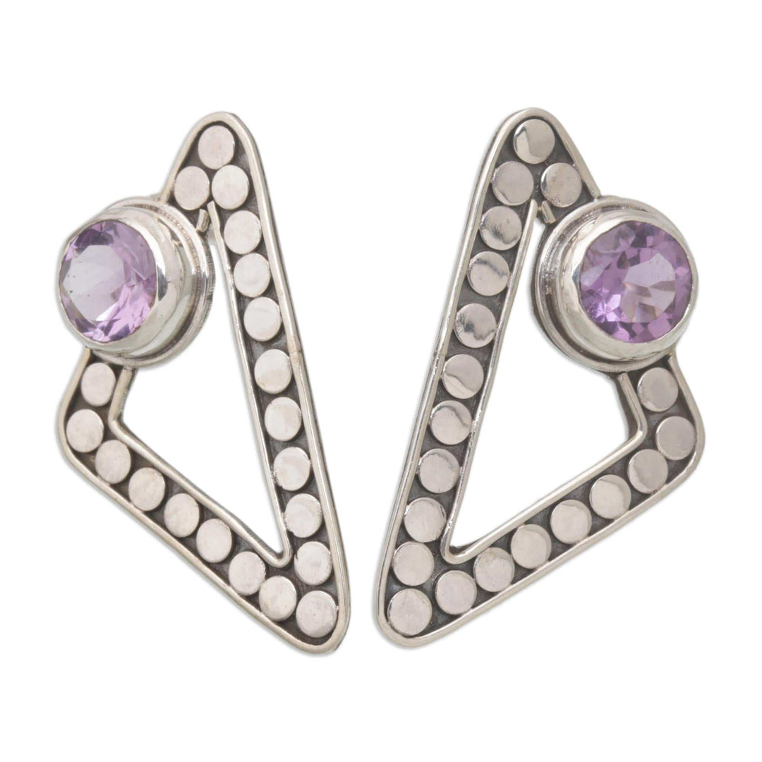 Amethyst and Sterling Silver Stud Post Earrings - Purple Bubbles