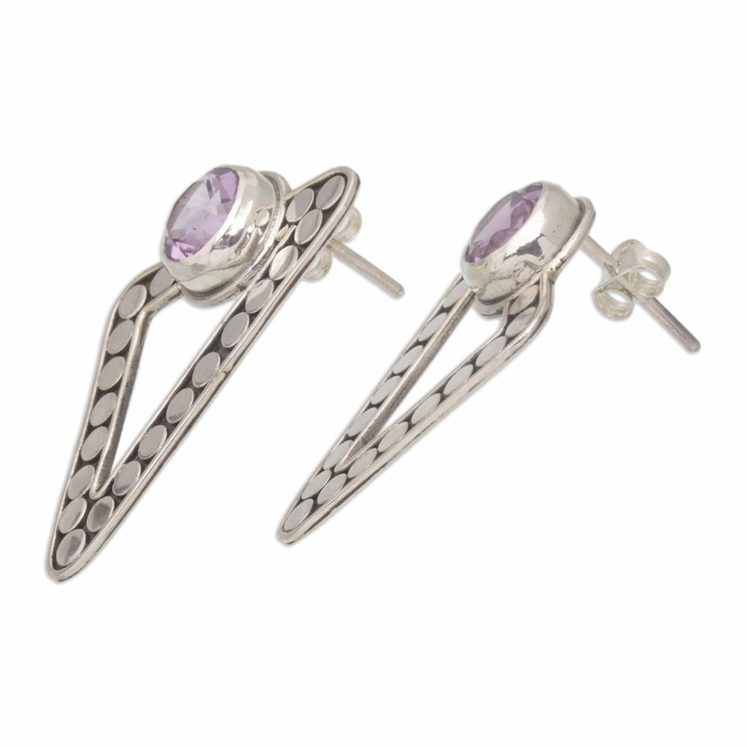Amethyst and Sterling Silver Stud Post Earrings - Purple Bubbles