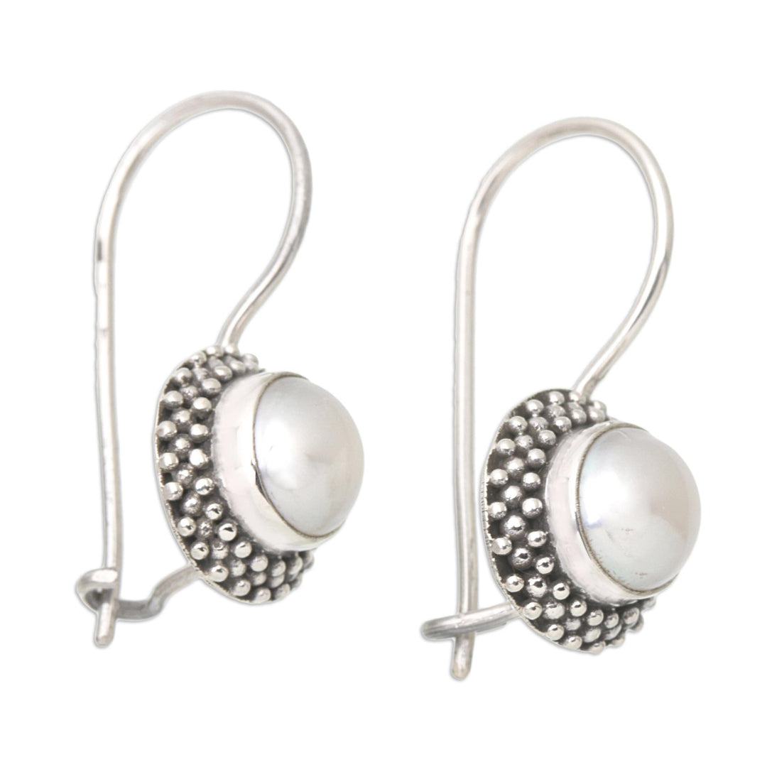 Sterling Silver Speckled Drop Earrings with Grey Pearls - Pearly Specks