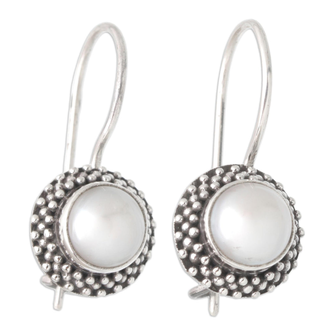 Sterling Silver Speckled Drop Earrings with Grey Pearls - Pearly Specks