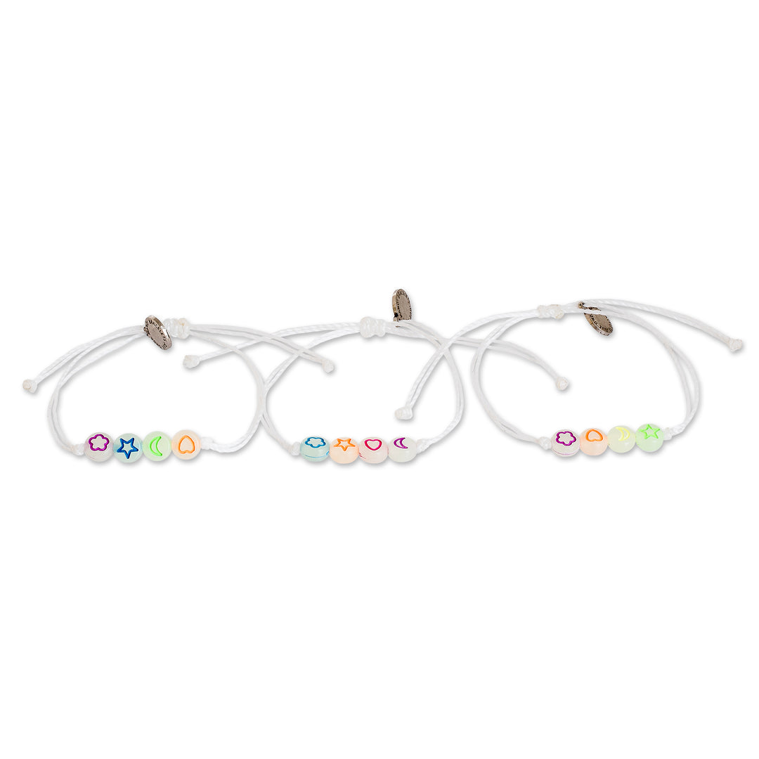 Set of 3 Handcrafted Beaded Pendant Bracelets from Guatemala - Radiant Friendship