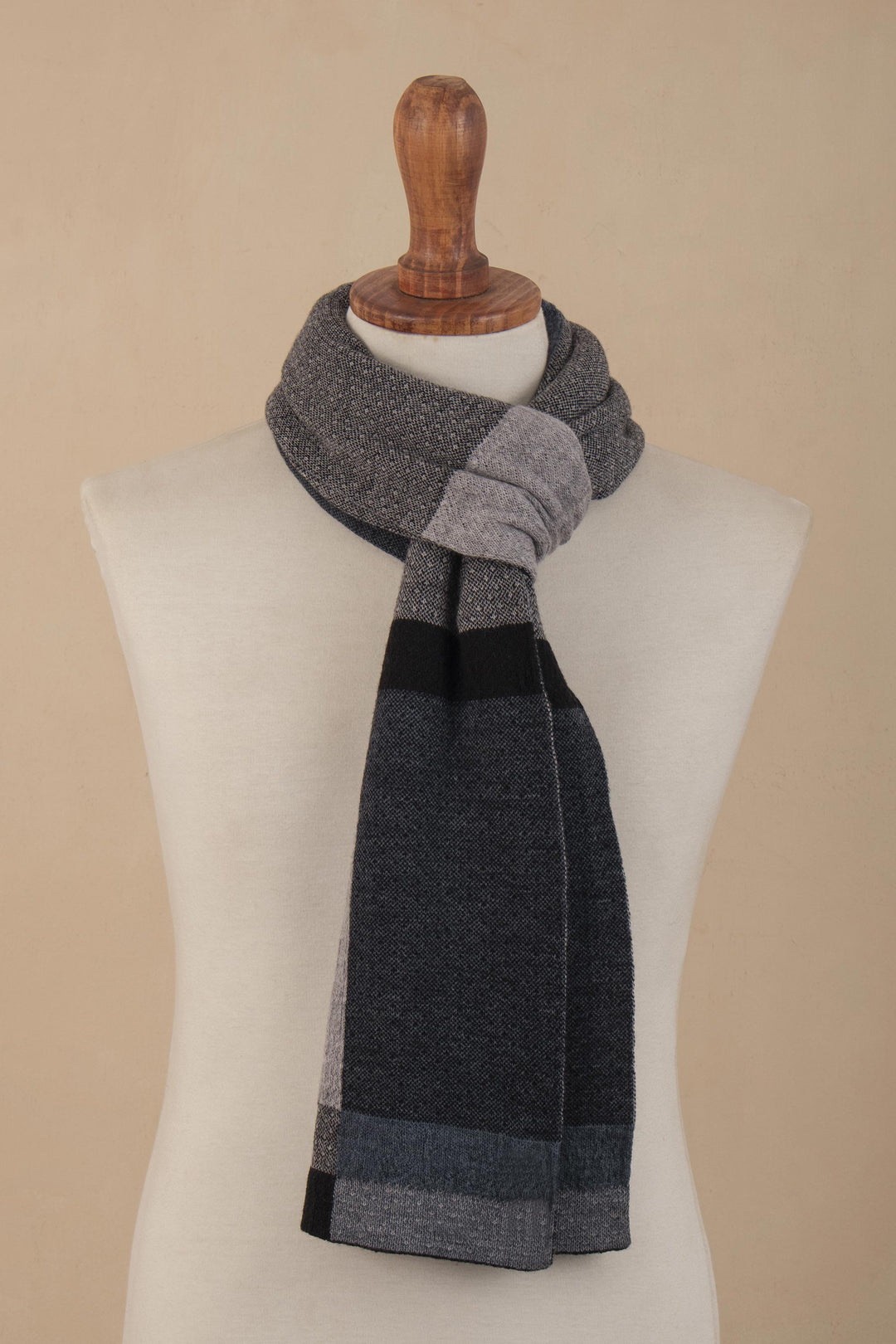 Monochrome Wool Knit Scarf - Monochrome