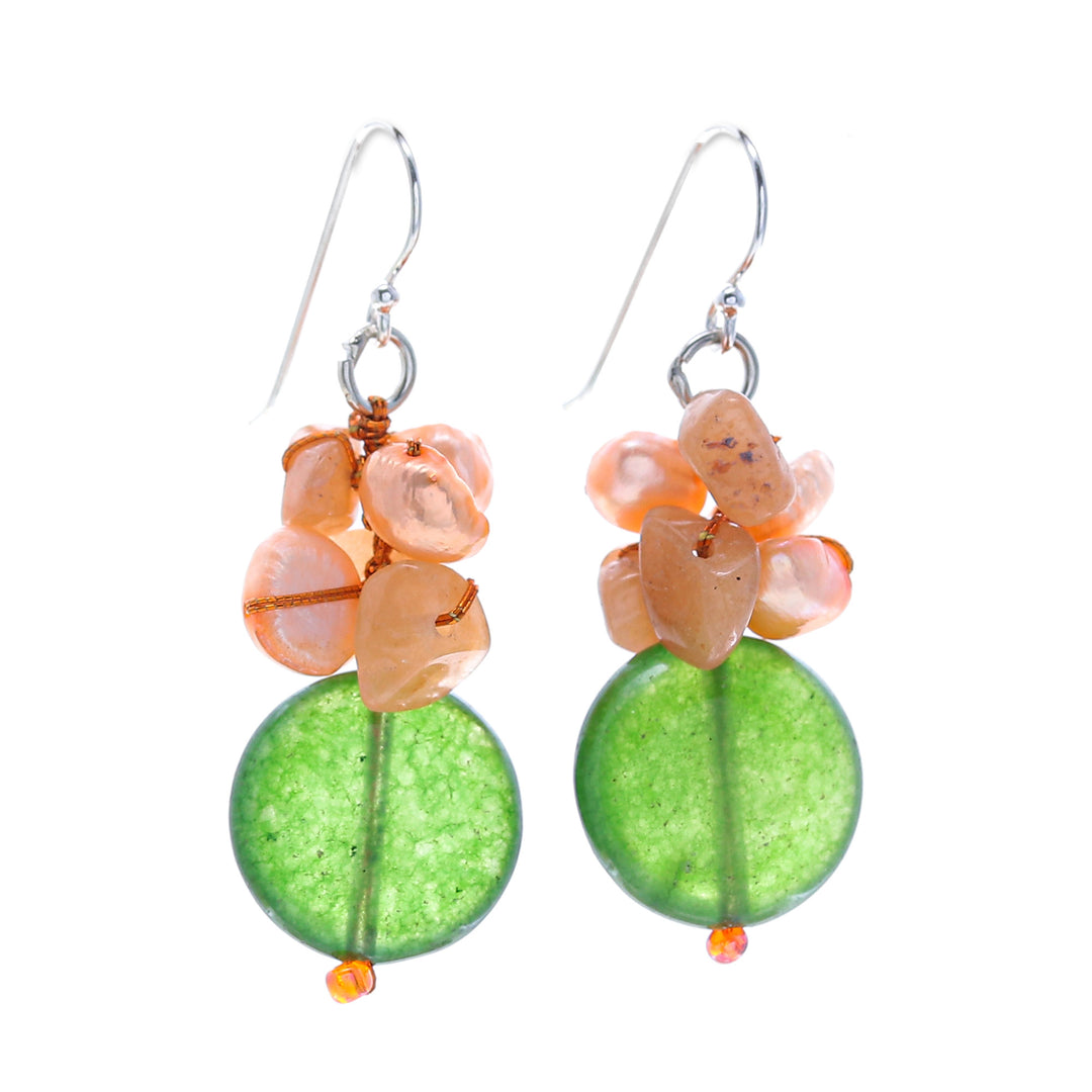 Handcrafted Multi-Gemstone Orange Dangle Earrings - Orange Paradise