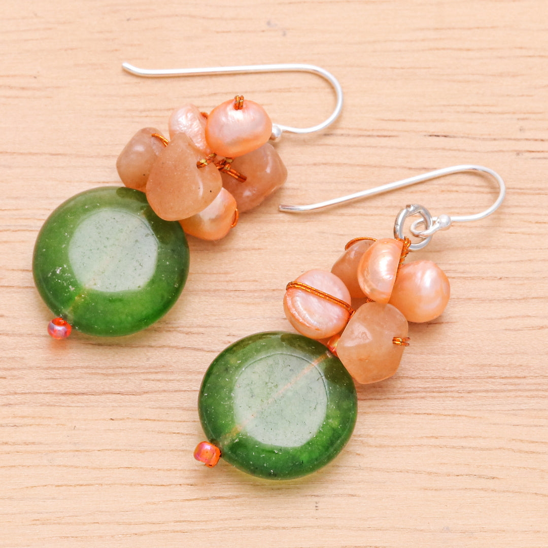 Handcrafted Multi-Gemstone Orange Dangle Earrings - Orange Paradise