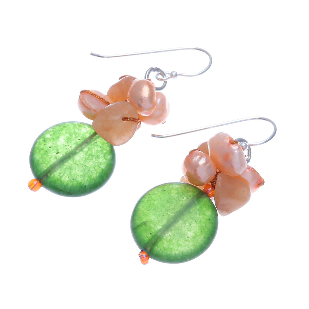 Handcrafted Multi-Gemstone Orange Dangle Earrings - Orange Paradise
