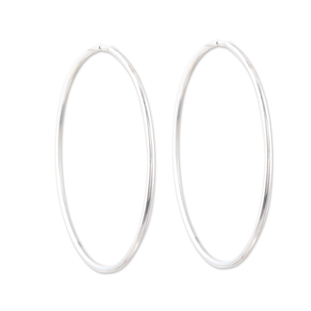 Polished Sterling Silver Hoop Earrings from India - Stylish Halo