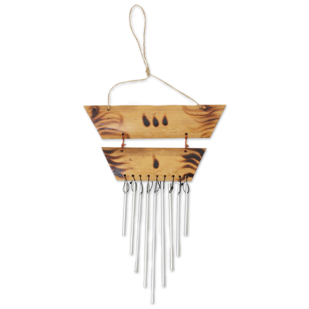 Balinese Handmade Bamboo and Aluminum Wind Chimes in Brown - Melody of The Light