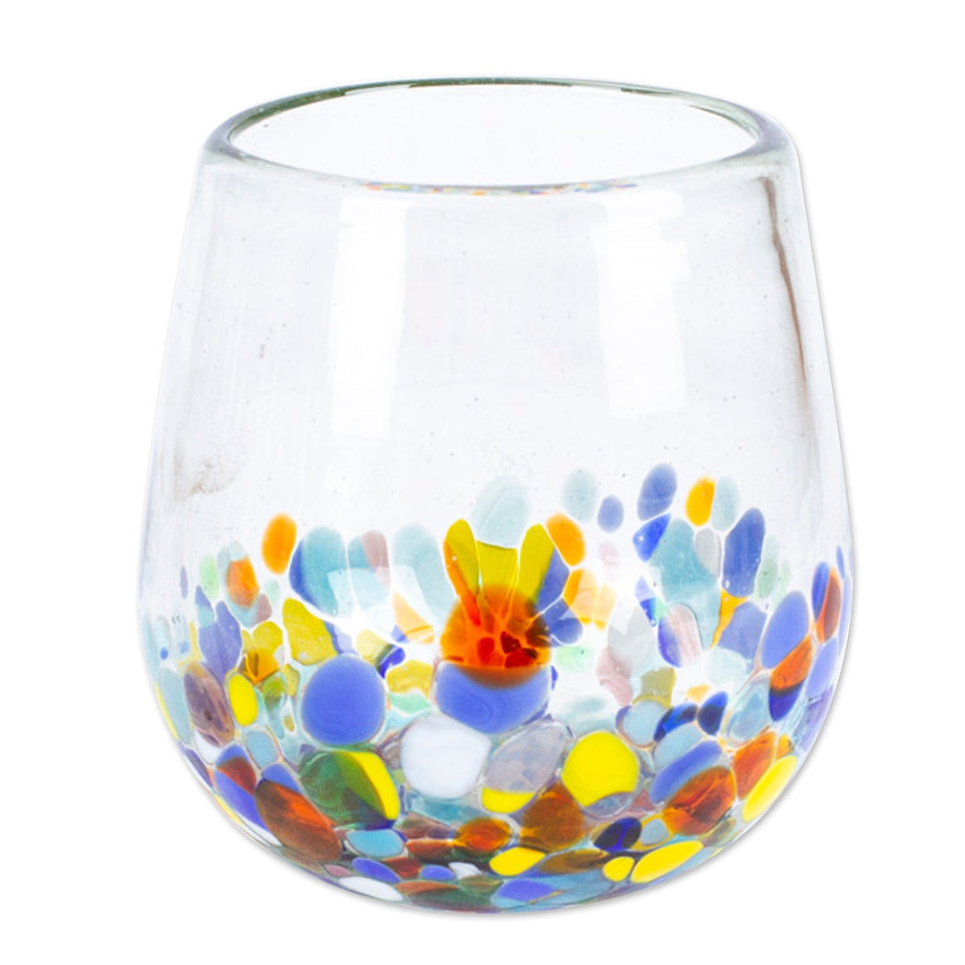 Artisan Handblown Stemless Wine Glasses (Set of 6) - Confetti Festival