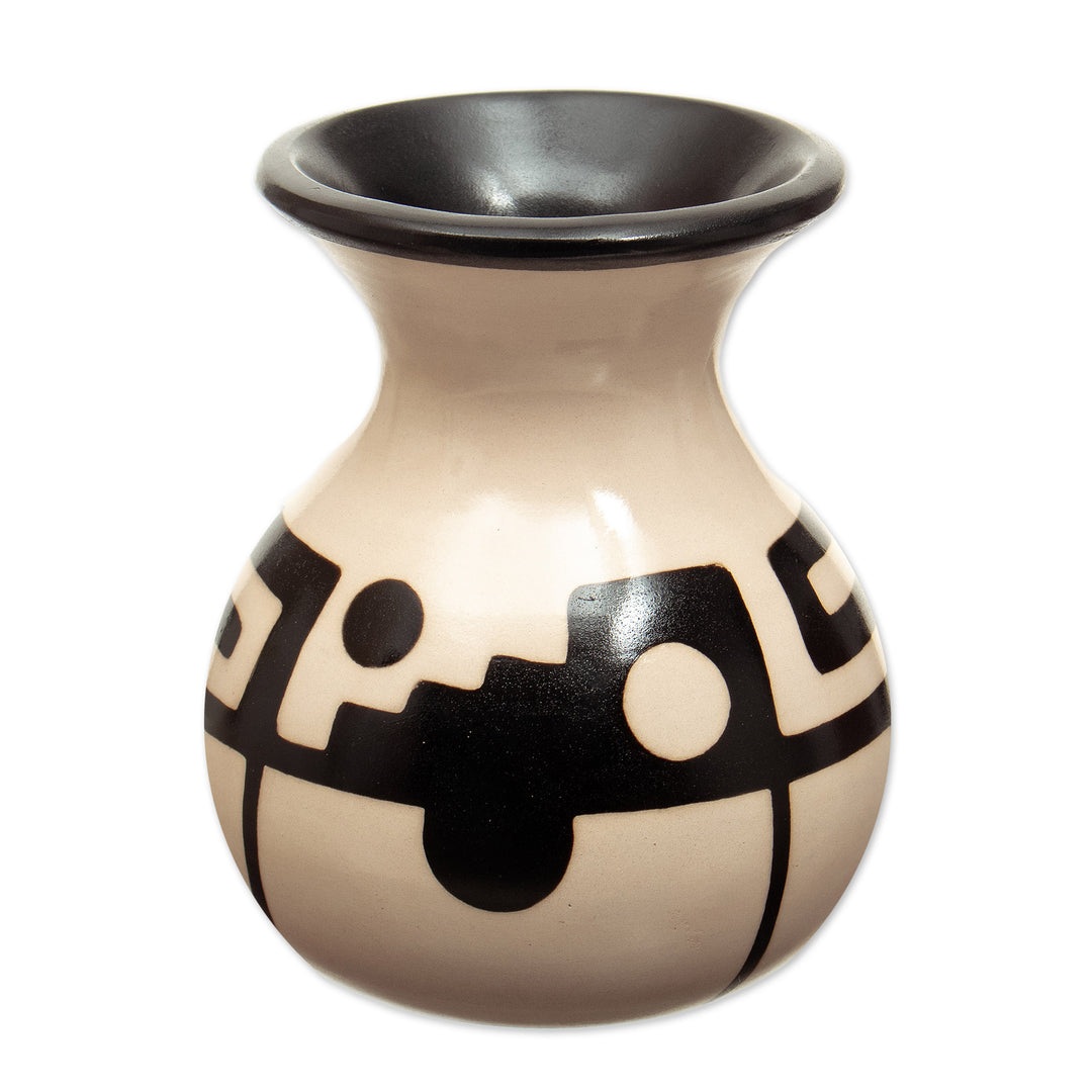 Handmade Ceramic Decorative Vase in Black and Ivory Hues - Modern North