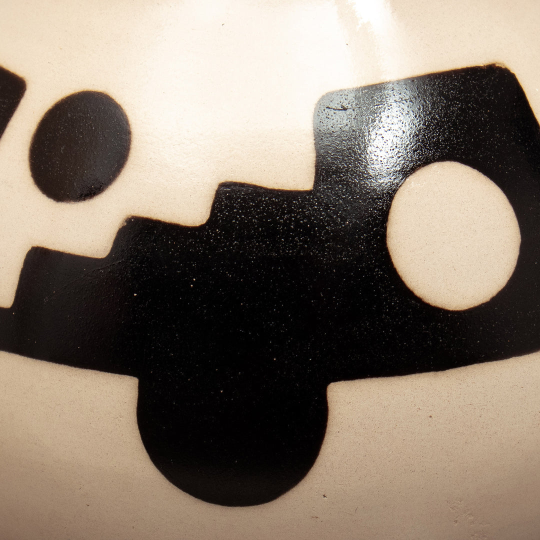 Handmade Ceramic Decorative Vase in Black and Ivory Hues - Modern North