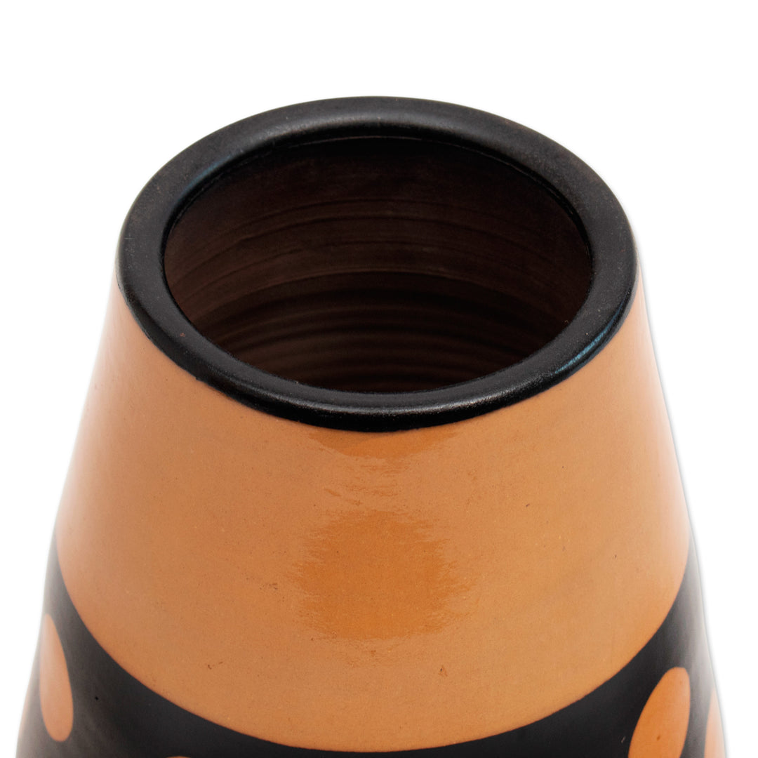 Handcrafted Modern Ceramic Chulucanas Decorative Vase - Tubular Ceremony