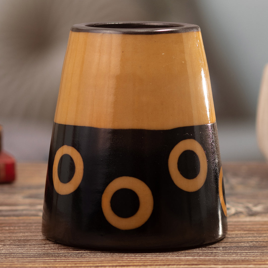 Handcrafted Modern Ceramic Chulucanas Decorative Vase - Tubular Ceremony