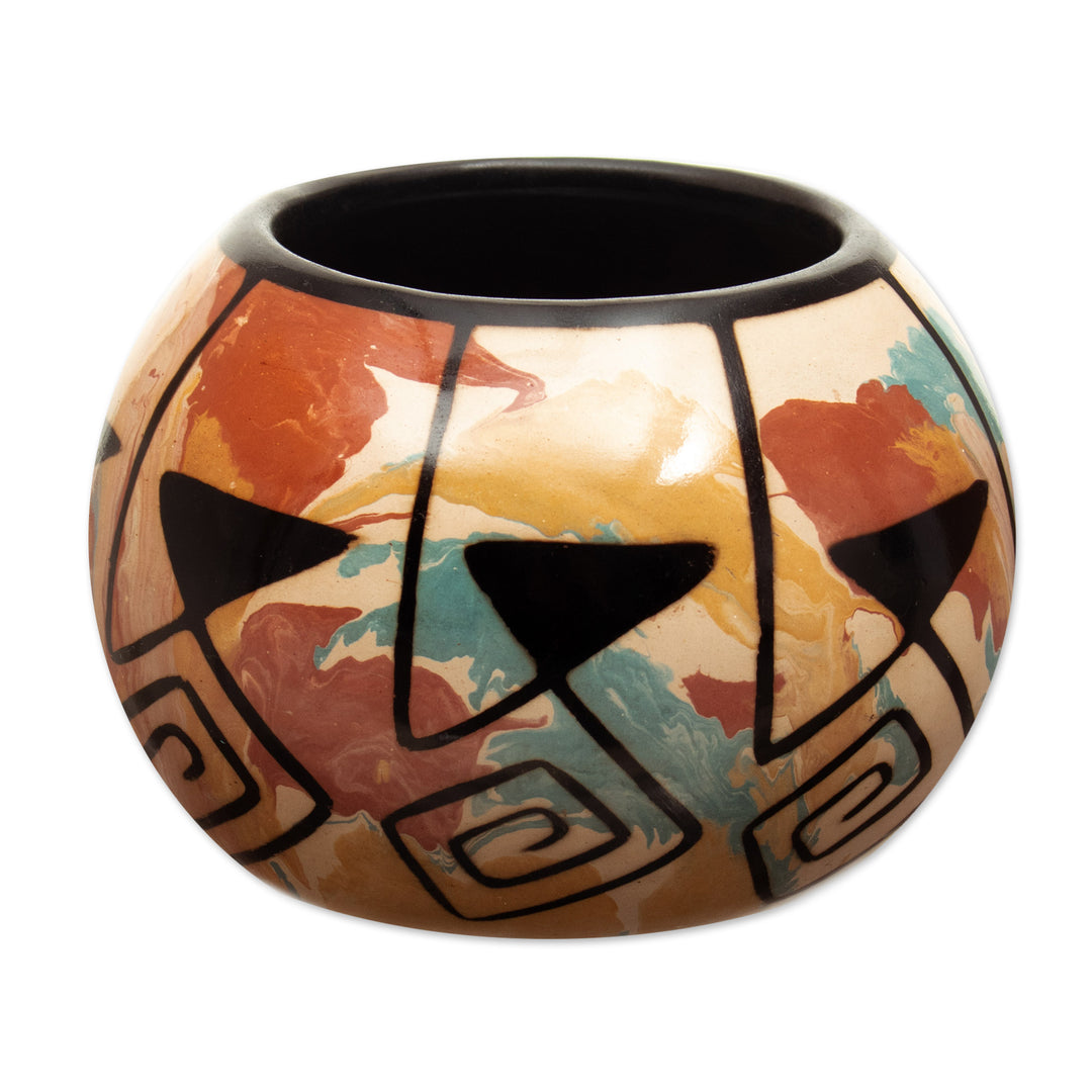 Handmade Ceramic Decorative Vase with Andean Motifs - Northern Flora