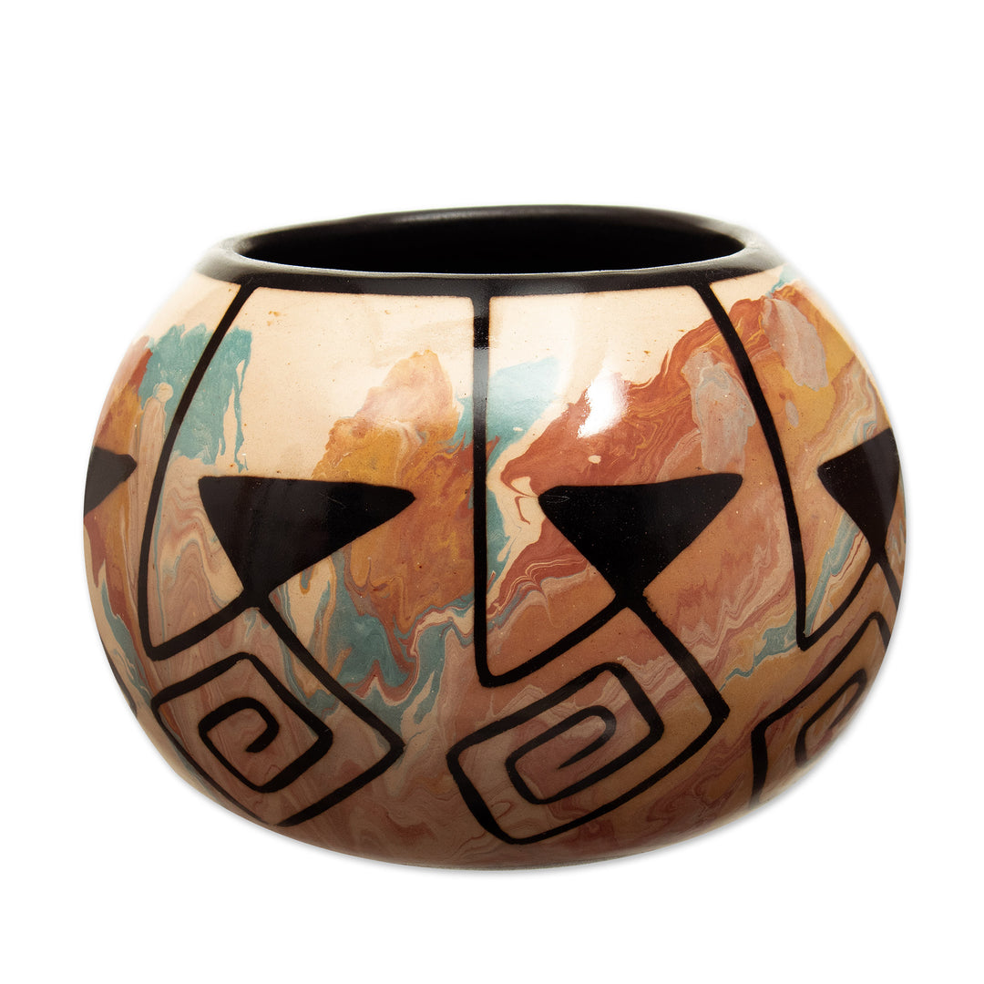 Handmade Ceramic Decorative Vase with Andean Motifs - Northern Flora