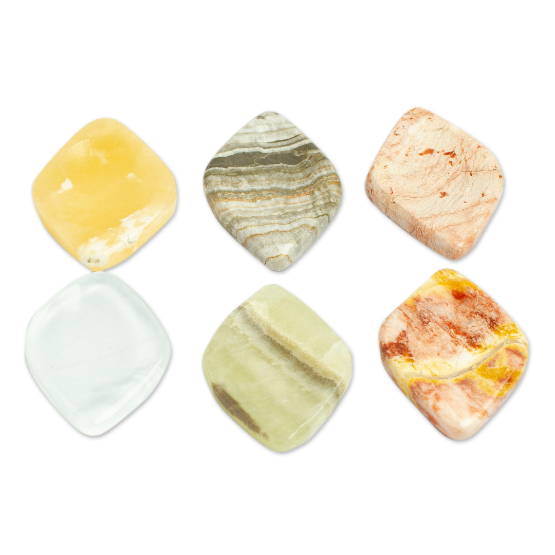 Set of 2 Handcrafted Diamond Marble Stress-Relieving Stones - Relaxing Force