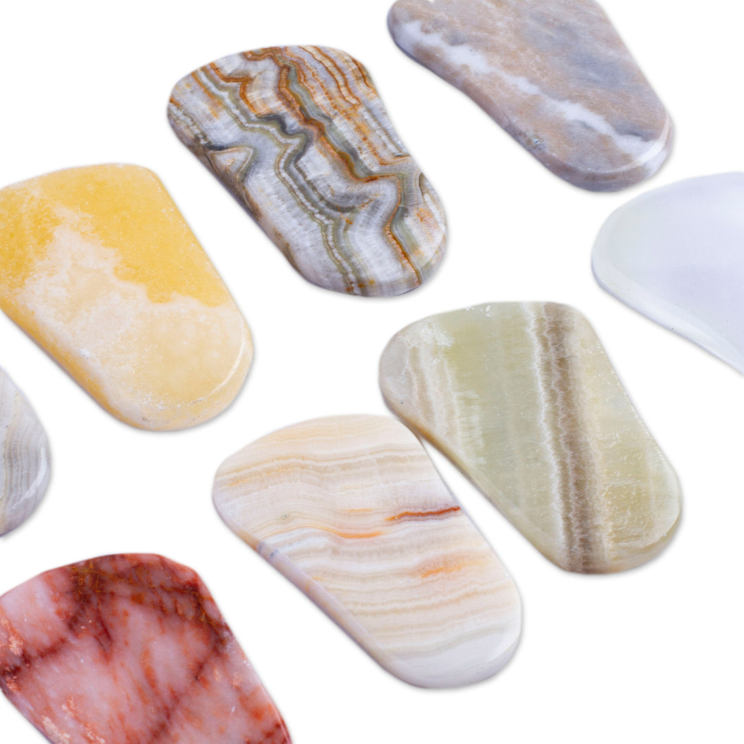 Mexican Set of 2 Reclaimed Marble Stress-Relieving Stones - Gentle Caress