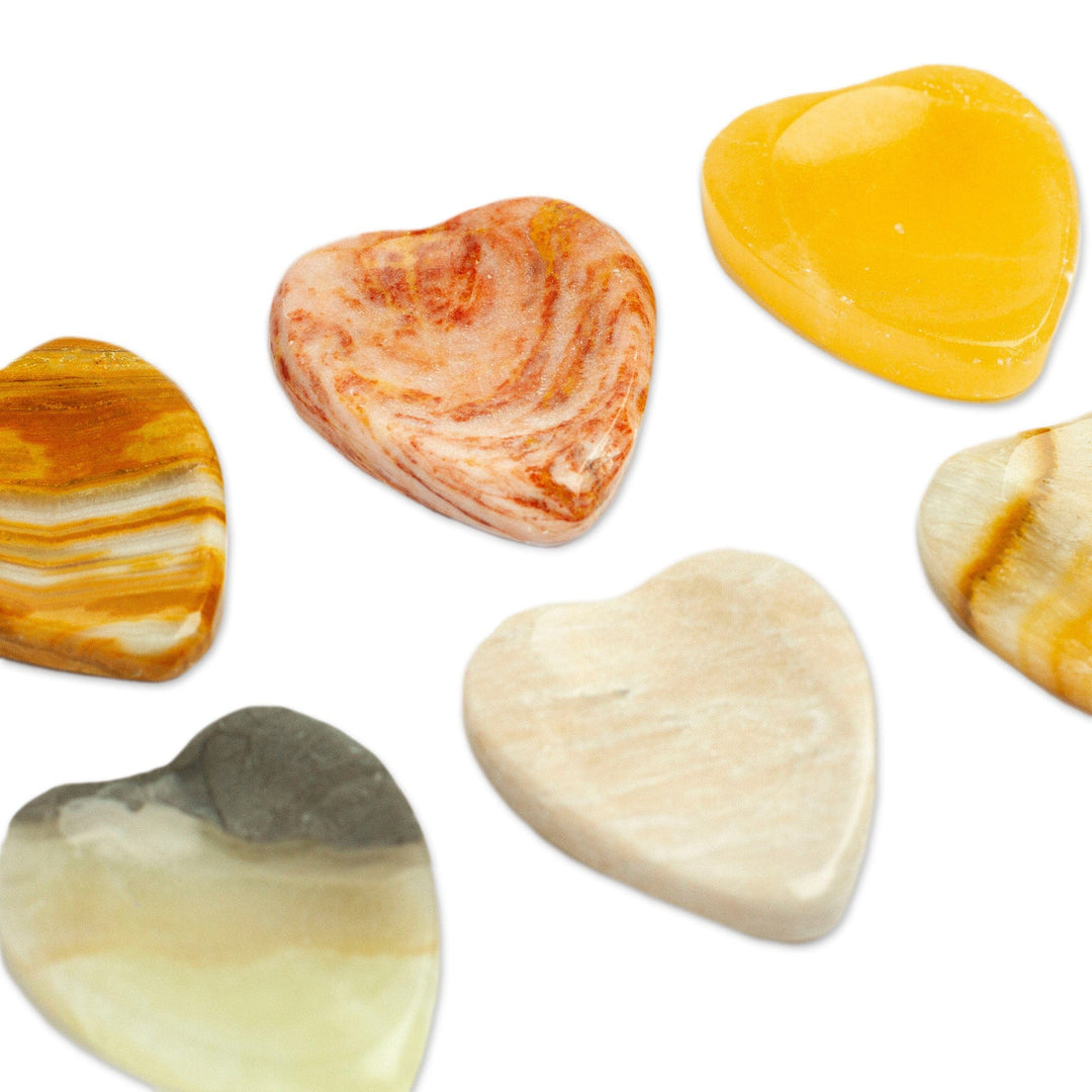 Set of 2 Handcrafted Marble Heart Stress-Relieving Stones - Gentle Hearts