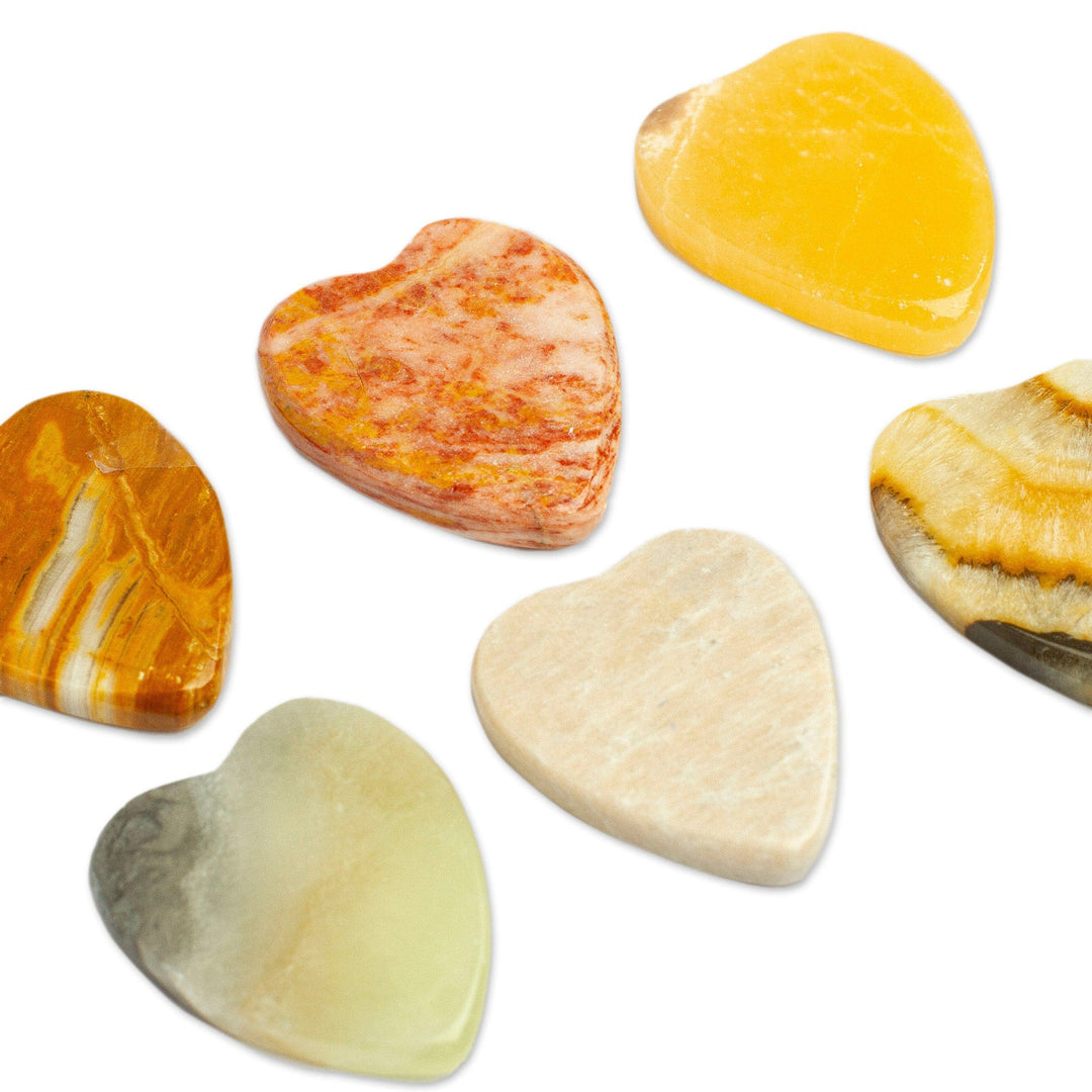 Set of 2 Handcrafted Marble Heart Stress-Relieving Stones - Gentle Hearts