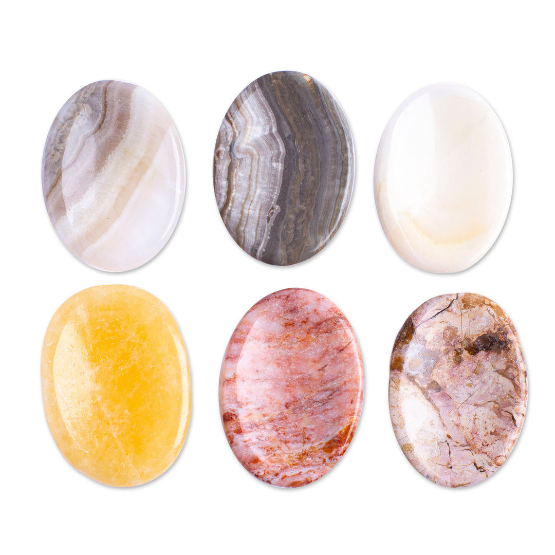 Set of 2 Oval Reclaimed Marble Stress-Relieving Stones - Celestial Illusion